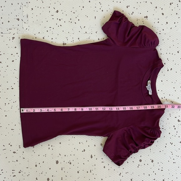 💘 HAUTE MONDE - MAROON ROUCHE SLEEVE TOP - Picture 4 of 5